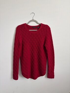 Cable Knit Crewneck Sweater - Red